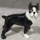Vintage Black   White Boston Terrier Dog Ceramic Figurines Set Of 3 