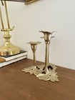 Vintage Brass Floral Shape Three Tier Candlestick Holder Made In Italy