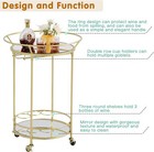 Rolling Bar Cart Wine Rack And Lockable Casters 2 Mirrored Shelves Serving Cart
