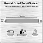Mild Steel Spacer-tubing- 3 4  Od X 5 16  Id X 8  Long--fits M8 Or 5 16  Bolts