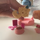Littlest Pet Shop Lps Cat Figure Lot W  Pink Bed  Bowl  Cup  Food   Accessories