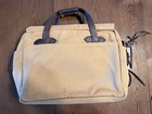 Filson Briefcase document Case Beige Leather Top Handle Zip   Snap Inner Pockets