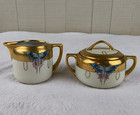 Art Nouveau Butterfly Sugar   Creamer Set Jul H Brauer Rare Handpainted Austria