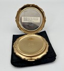 Vintage Stratton Convertible Compact Black Floral Enamel-original Puff Excellent