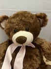 Dan Dee Dandee Chocolate Brown Sitting Teddy Bear W  Pink Bow Plush Stuffed Toy