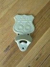 Route 66 Bottle Opener Cast Iron Antique Green Finish Wall Mounted Bar Kitchen 