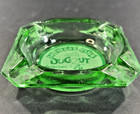 Vtg Las Vegas Club Dugout Restaurant Green Glass Ashtray Nevada Casino Baseball