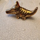 Vintage Solid Brass Crocodile Alligator Figure Decor Paperweight Whimsical 4x2