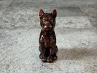 Vintage Ceramic Boxer Dog Figurine     Brown Redware Glazed Pottery Boxer