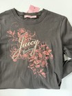 Juicy Couture Y2k Gray Pink Floral Long Sleeve Crew Neck T-shirt Size M