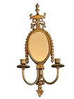 Antique Aged Brass Two Arm Hanging Wall Scones Candle Mirror As Is Movie Prop