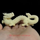 4inch Chinese Boxwood Hand Carved Dragon Loong Statue Desk Decoration Collection