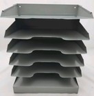 Horizontal Heavy Duty Metal Grey 6 Slot Desk   Wall File Tray  new