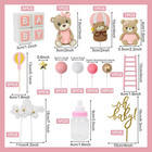 44 Pcs Bear Cake Toppers - Mini 3d Bear Baby Letters Milk Bottle Pink Gold Foam 