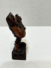 Vintage Mcm 2 75  Hand Carved Wooden Figurine Peasant Man Playing Guitar