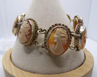 Vintage Silver Tone Carved Shell Cameo Set Necklace  Bracelet  Ring And More