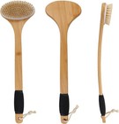 Back Scrub Brush For Shower stiff Boar Bristles Bamboo Curved Long Handle