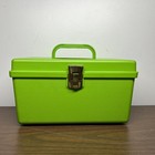 Vtg 60s 70s Wil-hold Sewing Box W  Tray Thread Findings Lime Green Plastic 