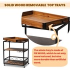 Kitchen Wine Cart   Fir Wood Mobile Metal Wine Bar Cart With Glass Rack Brown