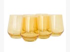 Estelle Colored Glass Stemless Wine Glasses Tumblers Set Of 6 Yellow 