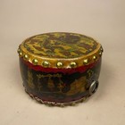 Chinese Leather Drum Hand Painted Dragon Small Tanggu Wooden Percussion Vintage