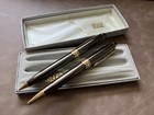 Vintage Sharp International Pen   Pencil Set  Charcoal W  Gold Trim  New In Box