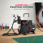 Airbrush Kit Set W  Dual Fan Air Compressor 3 Air Brush Gun Gravity Siphon Feed