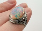 Vintage Sterling Silver Dragons Breath Glass Ring Size 2 75 Childs Pinky Size