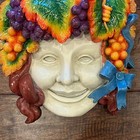Design Toscano Face Head Grapevine Hair Colorful Wall Wine Greek God Sculpture