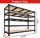 60x24x72 Inch Industrial 5 Tier Metal Storage Rack Adjustable Shelves For