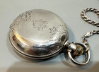 Hampden S 18 4oz Sterling Silver Hunter Case Pocket Watch with 20in Silver Chain