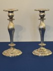 Modern Victorian Silver Plate Candlestick Pair By Lunt 10 75    1940s Antique