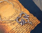 Dragon Heart Pendant Necklace Handmade Jewelry Silver Chain Celtic Fantasy