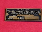 Brass  the Harvard Vibrator Co  Spec Tag  Emblem Medical Equip machinery Motor 