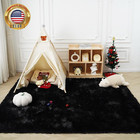 Fluffy Rug Shaggy Area Rug  Black 2x4 Area Rugs For Bedroom  Small Bedside Rug 