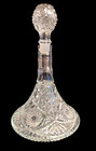 Vintage Crystal Glass Ships Decanter Faceted Stopper