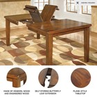 7 Pc Brown Oak Dining Set Kitchen Butterfly Leaf Table 6 Upholstered Chairs New