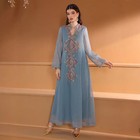 Embroidery Long Sleeve Maxi Dress Abaya Dubai Kaftan Muslim Women Moroccan Islam