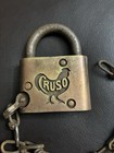 Vintage Cruso Bros Brass Rooster Padlock Lock Wholesale Grocers Detroit No Key