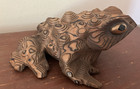 Mid-century Japanese Cryptomeria Cedar Sugi Toad Hand Carved Wood Frog  6  X 5 