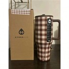 Brown Autumn Checker Hydrojug Traveler 32 Oz Stainless Steel Flip Straw