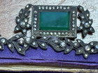 Antique Art Nouveau Silver Plate Purse Frame W  Marcacites And Chalcedony Stone