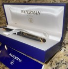     vintage Waterman France Hemisphere Ballpoint Pen Grey Marble Gold Trim W box    