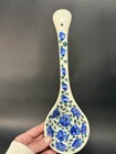 Vintage Polish Pottery Soup Serving Ladle Floral 12     Pansy Pattern