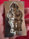 Antique 3    German Tin Chocolate Mold     Standing Santa W  Sack     1900   1940