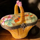 Authentic Limoges Strawberry Basket Trinket Box  Engagement Ring Box  Pillbox
