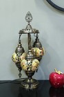 Turkish Lamp  3 Globe Turkish Table Lamp  Mosaic Moroccan Desk Lighting  Asylove