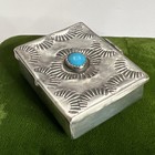 Vtg Old Native American Navajo Sterling Turquoise Trinket Pill Box Small 11 7g