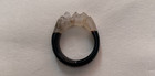 Unique Rough Quartz Crystal Ring With Black Quartz Shank