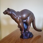 Vingage Numbered Edition  Artist Signed Bronze Cougar panther Statue - 15  Oal